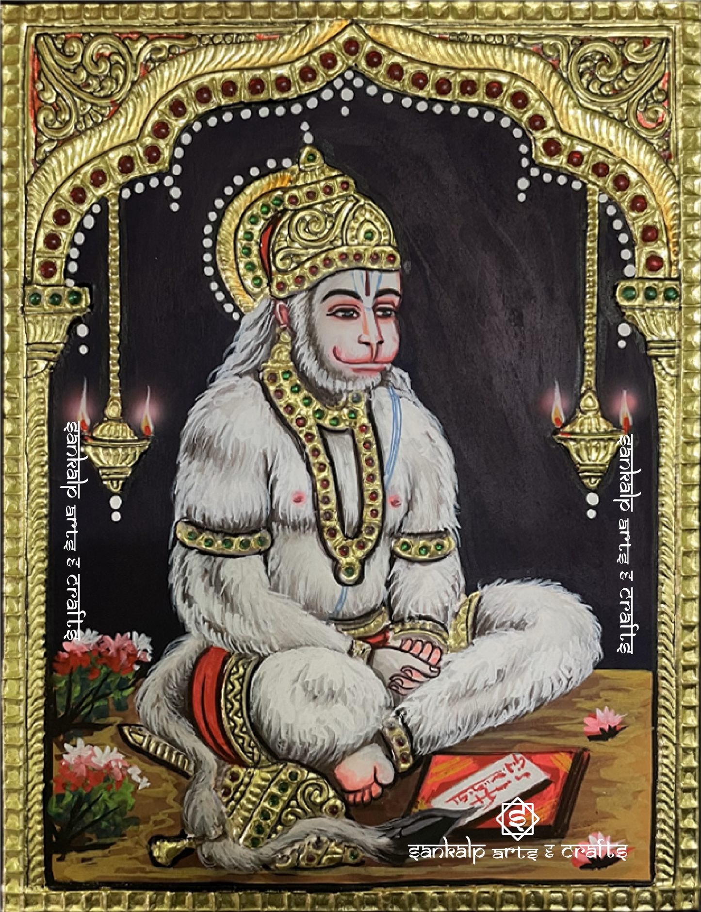 Dhyana Anjaneya Tanjore Painting