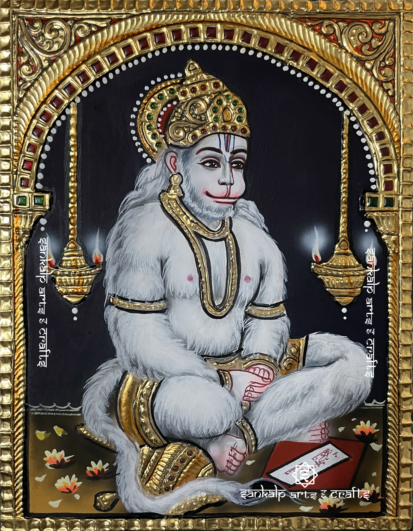 Dhyana Anjaneya Tanjore Painting