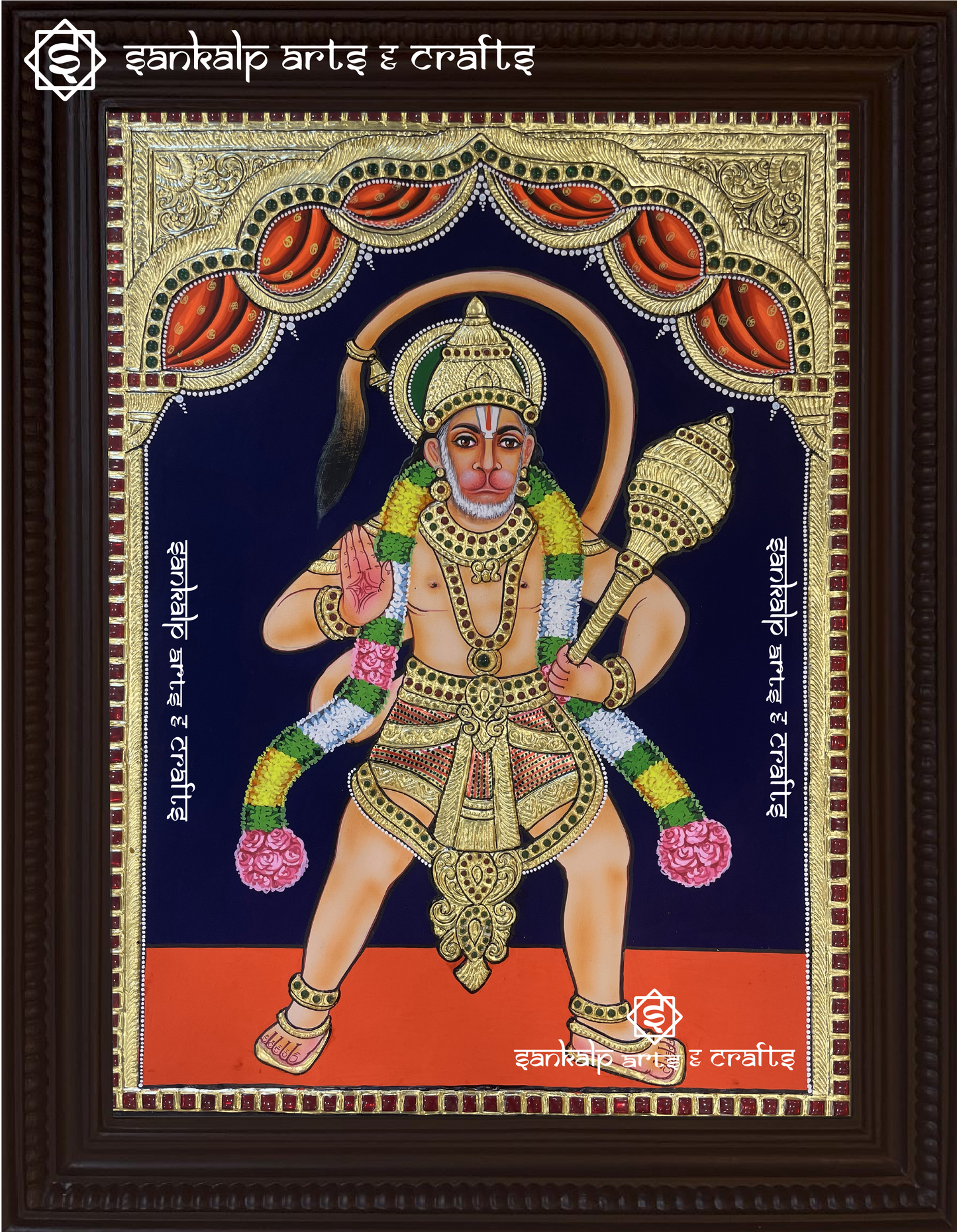 Abhaya Anjanaya Swamy Tanjore Painting