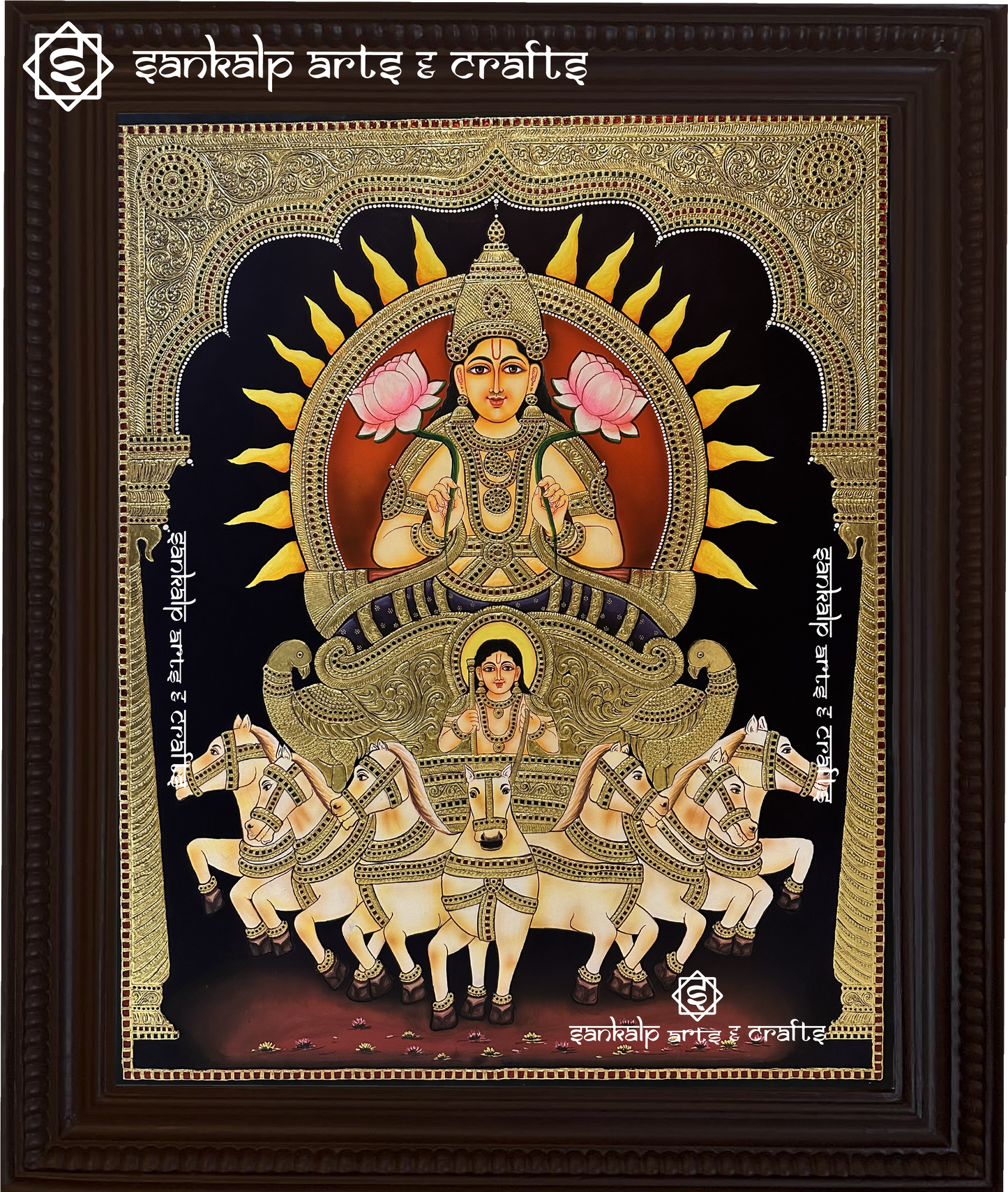 Surya Bhagavan Tanjore Painting