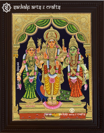 Murugan Valli Deivanai Tanjore Painting