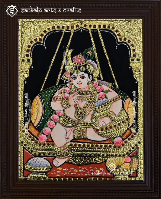 Oonjal Butter Krishna Tanjore Painting