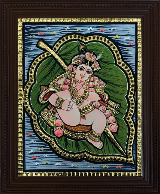 Leaf Krishna Tanjore Painting