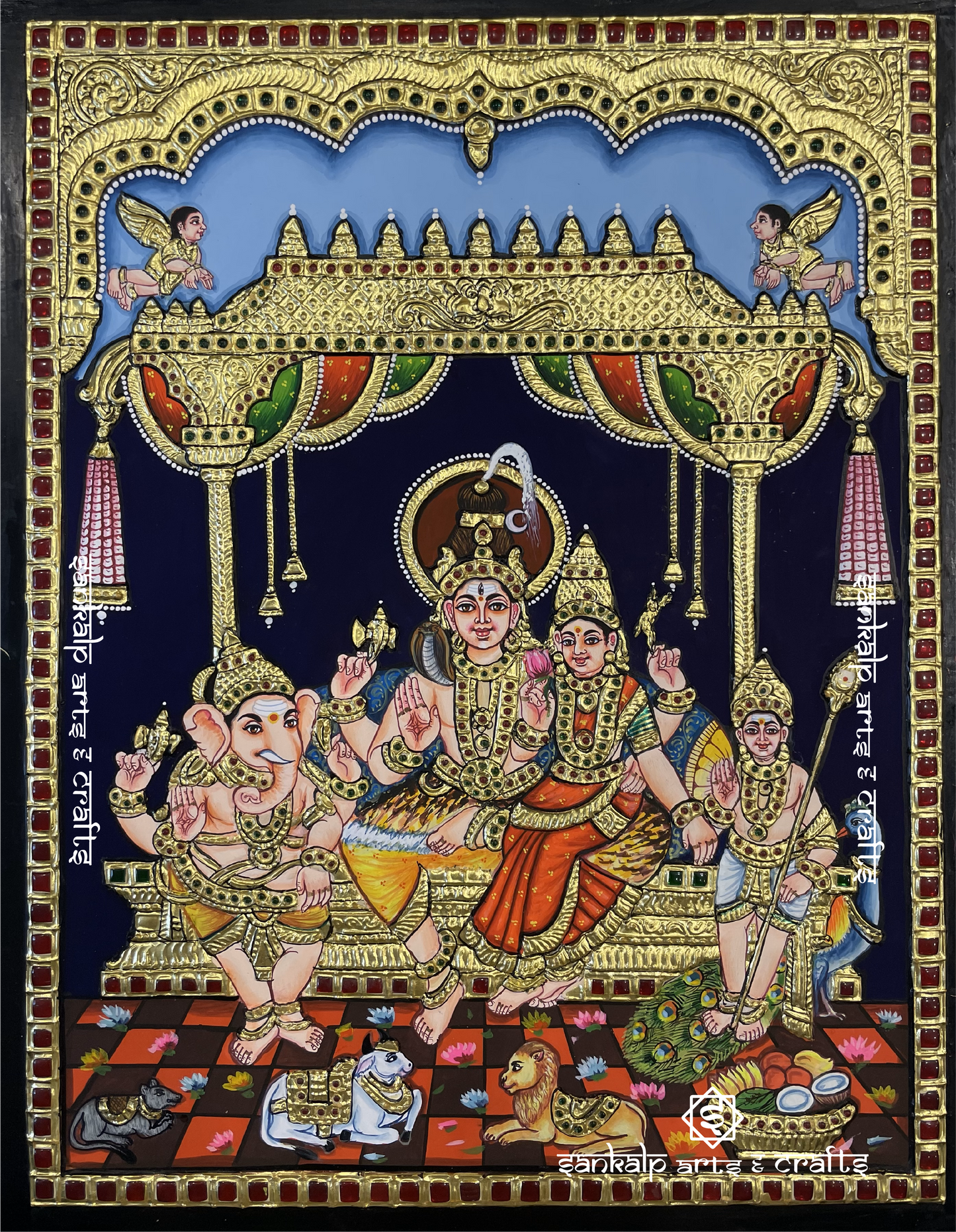 Shivan Family Tanjore Painting