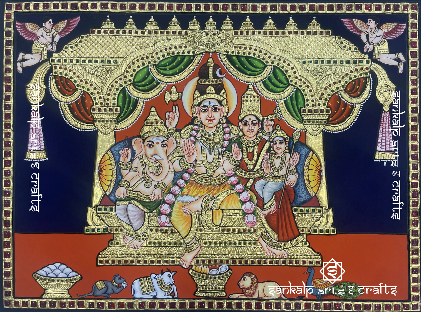 Shivan Family Tanjore Painting