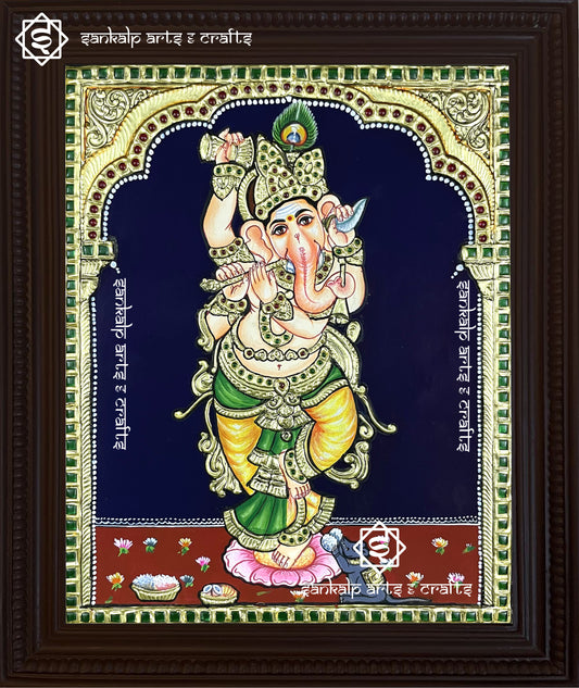 Narthana Ganesha Tanjore Painting