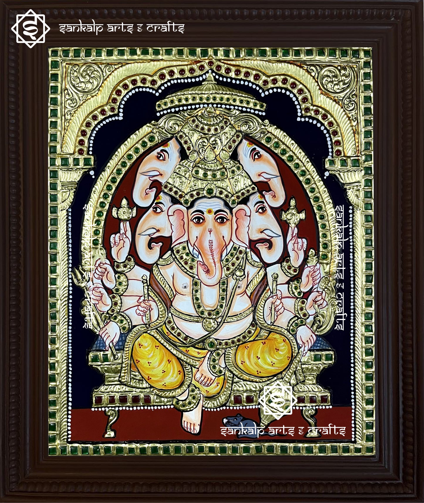 Panchamukhi Ganesha Tanjore Painting